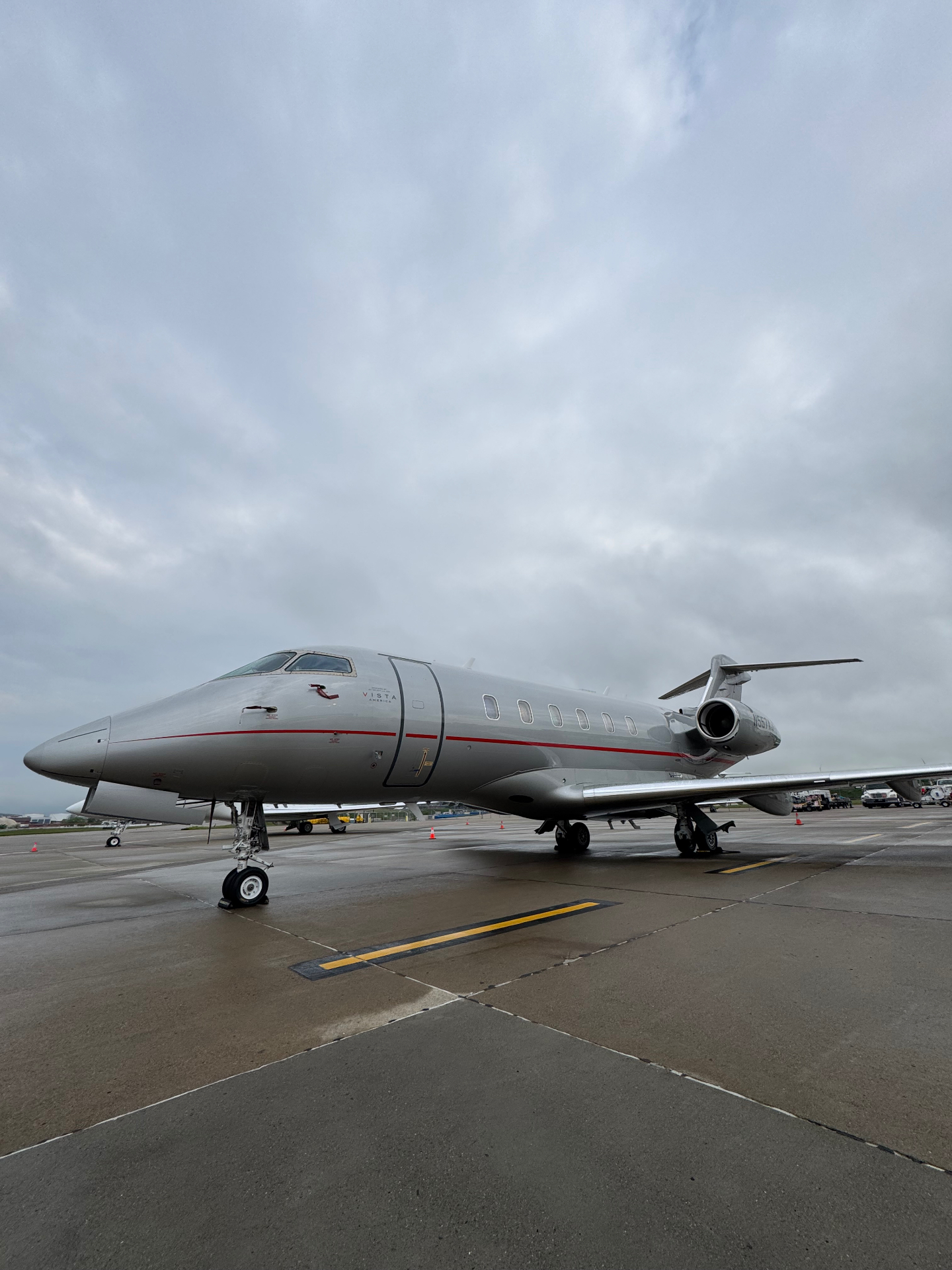 Private jet on the ramp at Pittsburgh airport, freshly detailed